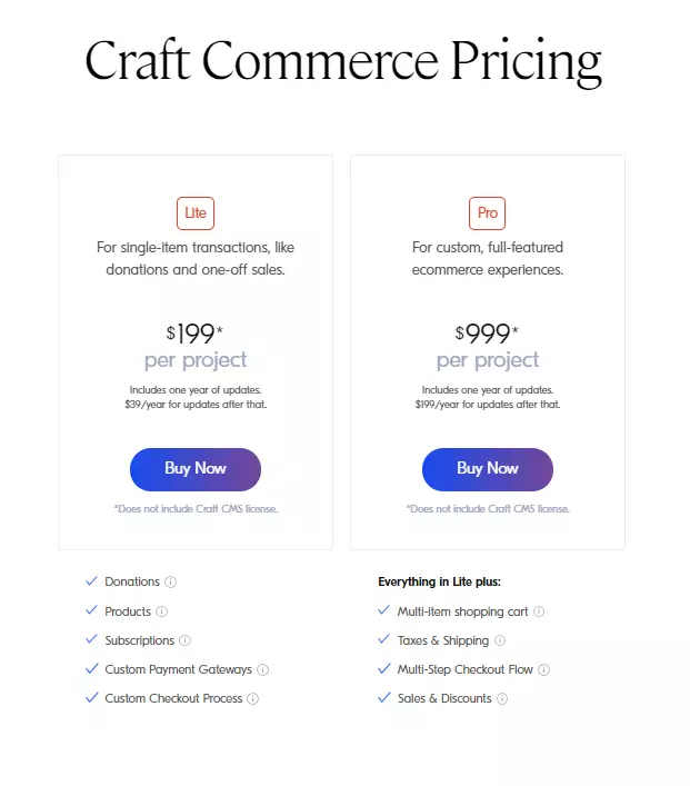 Craft Commerce different pricing model