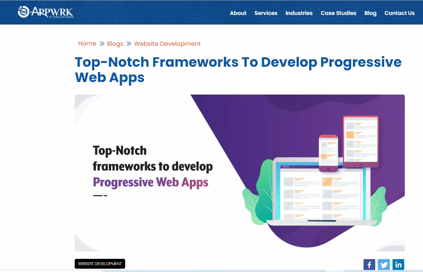 Top-Notch Frameworks To Develop Progressive Web Apps - APPWRK 