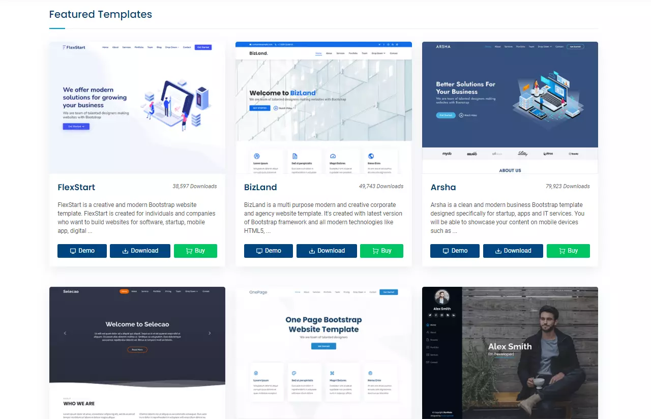 Featured Bootstrap Templates