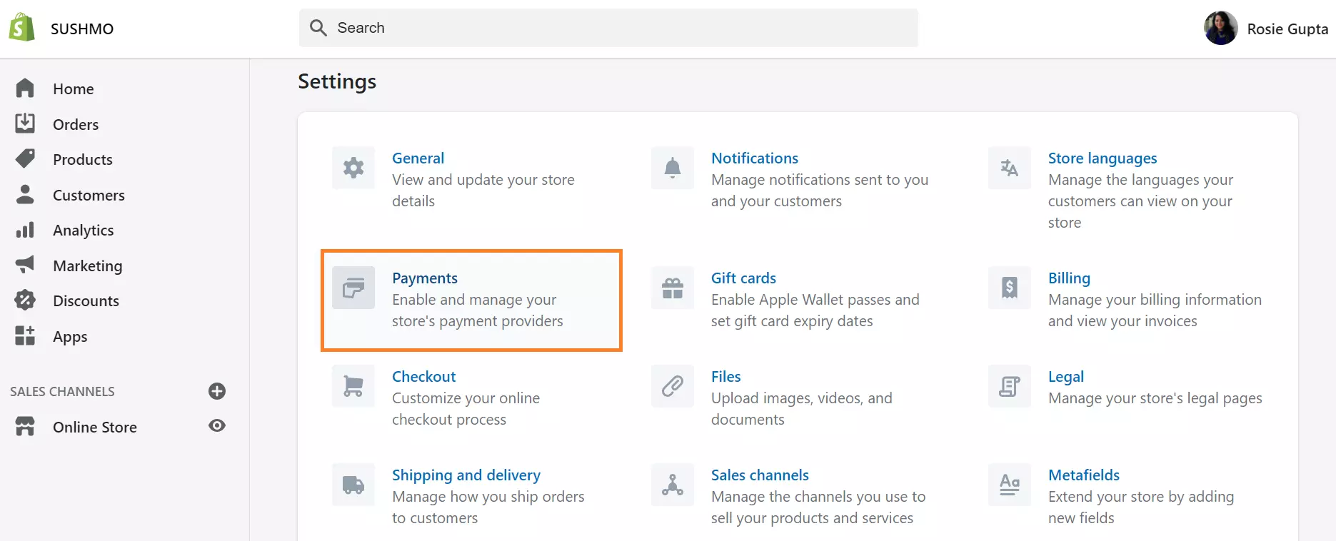 Go to Settings and Click on Payments in your Shopify dashboard