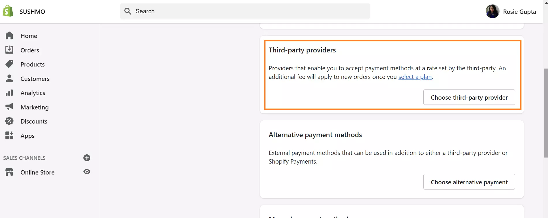 Select the Third-party provider option