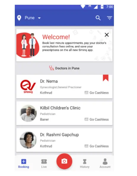 Search Option In Doctor Appointment Mobile App