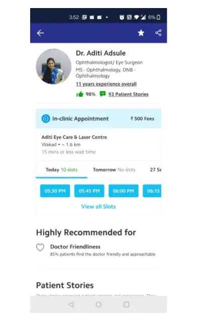 Doctor’s Details - Doctor Appointment Mobile App