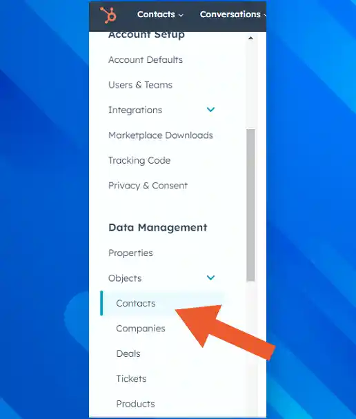 How to access and update the birthday field in the HubSpot form builder: Step 2 (Click 'HubSpot Contact')