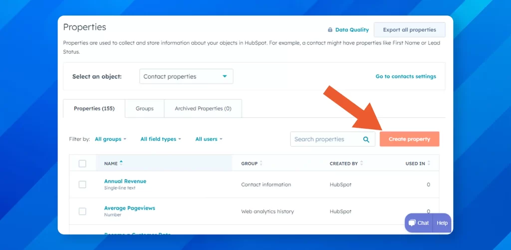 How to create a Date Property in HubSpot: Step 4 (Click 'Create Property')