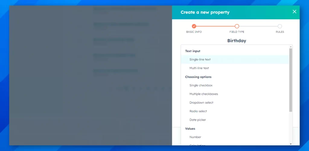 Steps to Add Birthday Field to HubSpot Using a HubSpot Property: Step 4 (Create a New Property)