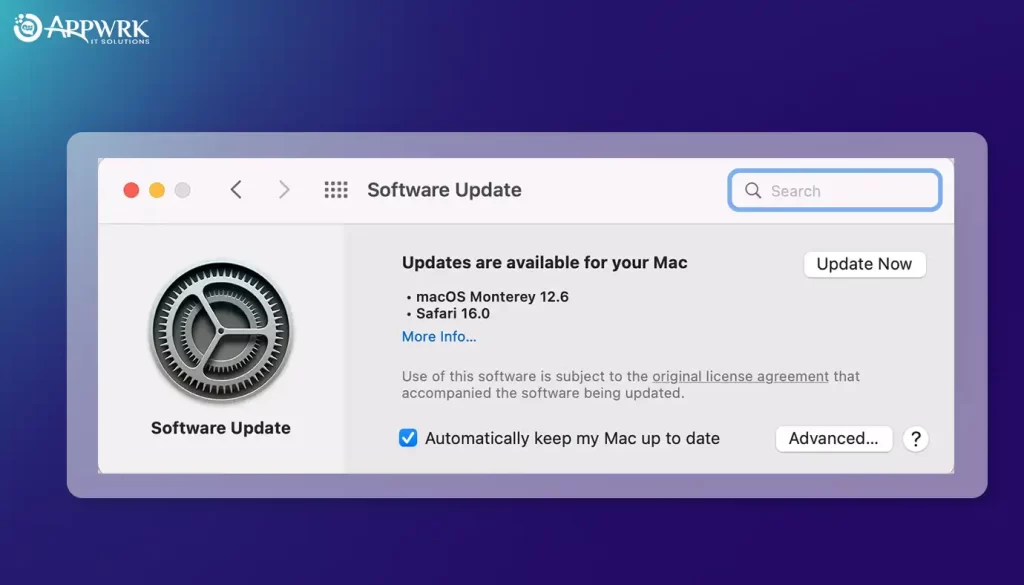 Update MacOS to fix Error Code 100060