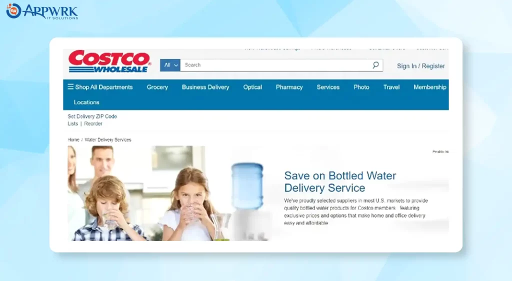 Costco water delivery app