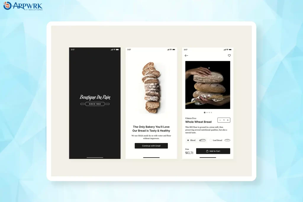 Bakery app design and development