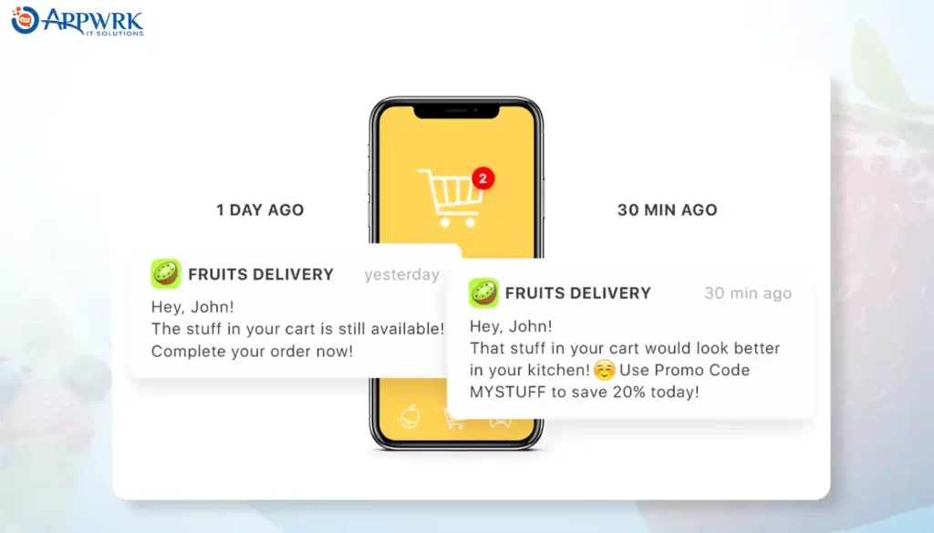 Push notifications in fruit delivery apps