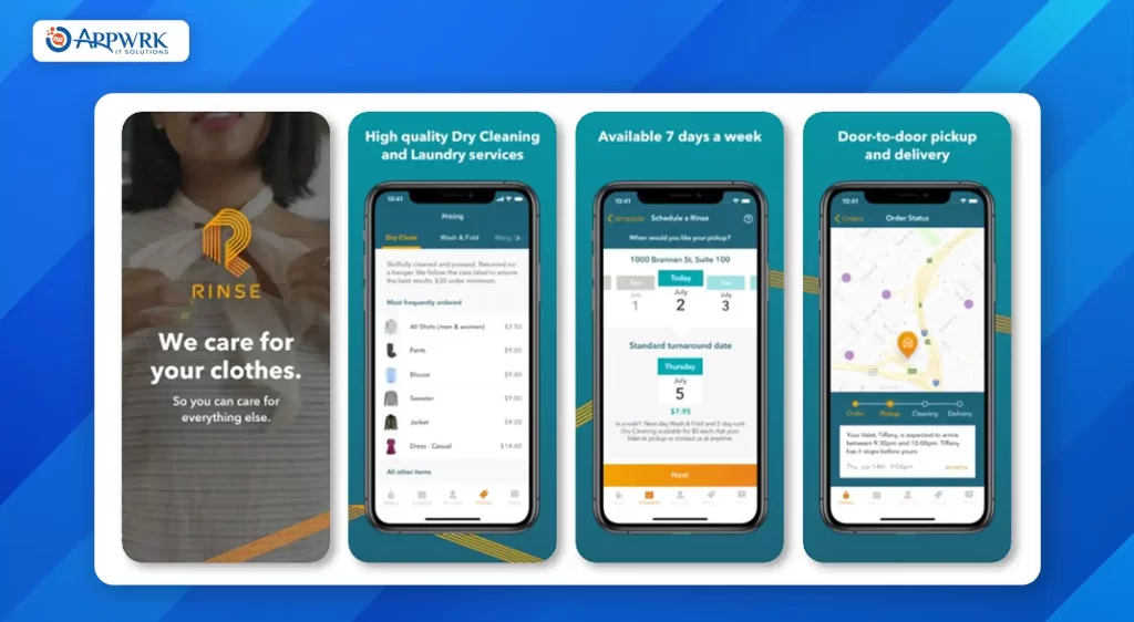 Rinse laundry and dry cleaning app