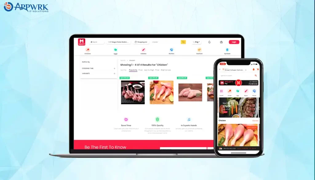 Search and filter options in meat delivery apps