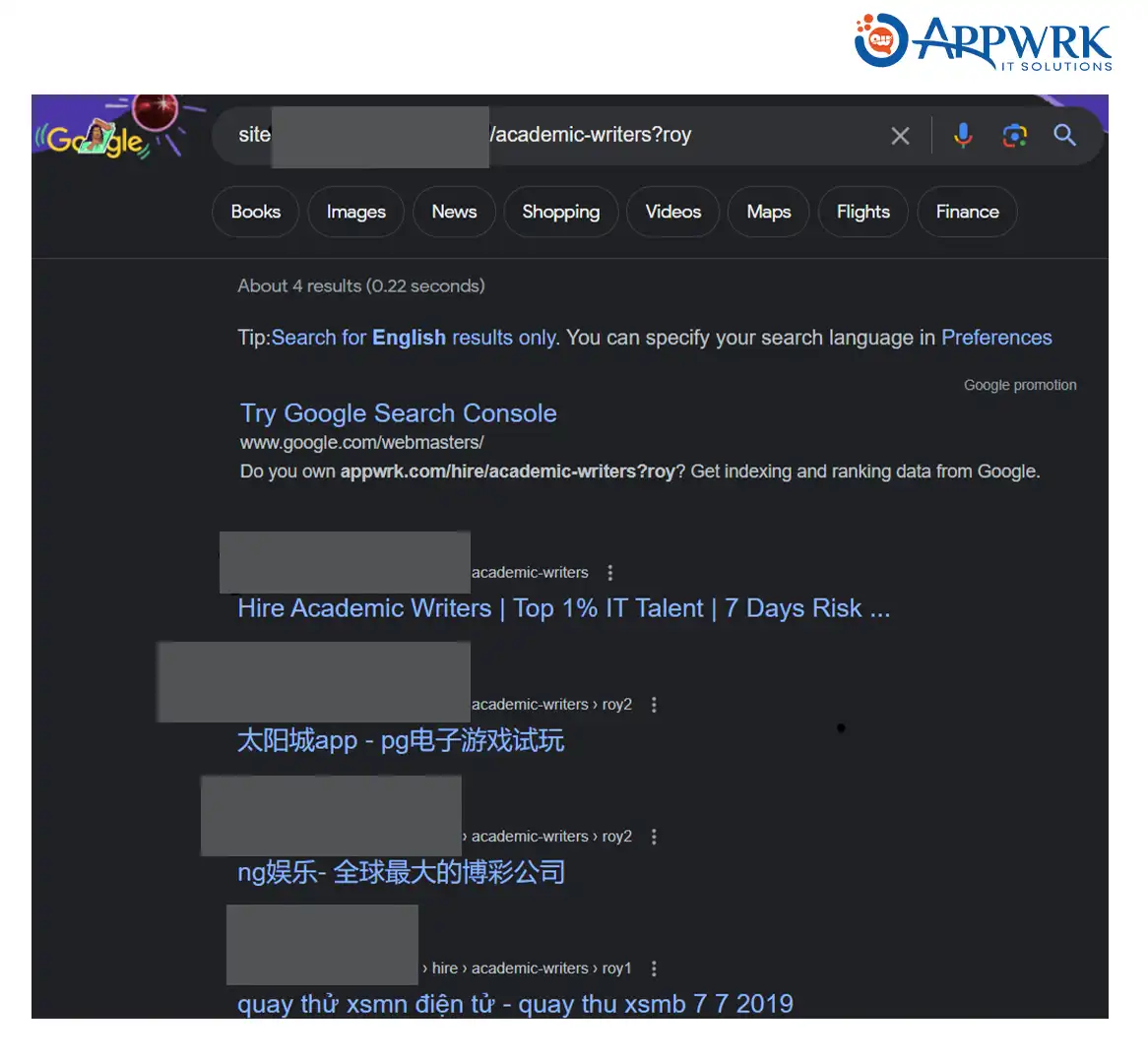 Japanese SEO Spam Attack on the Website
