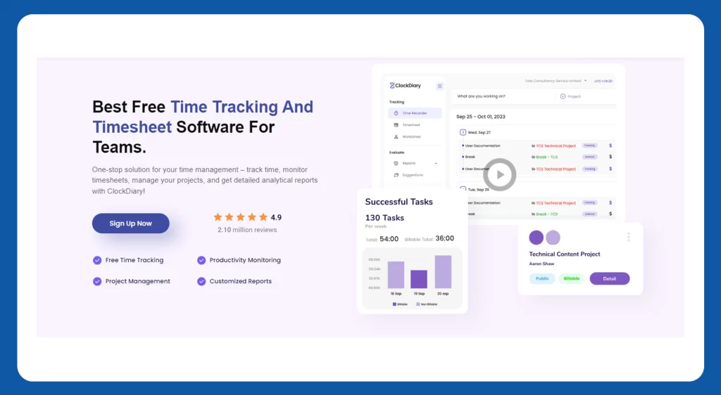 ClockDiary time tracking app for freelancers