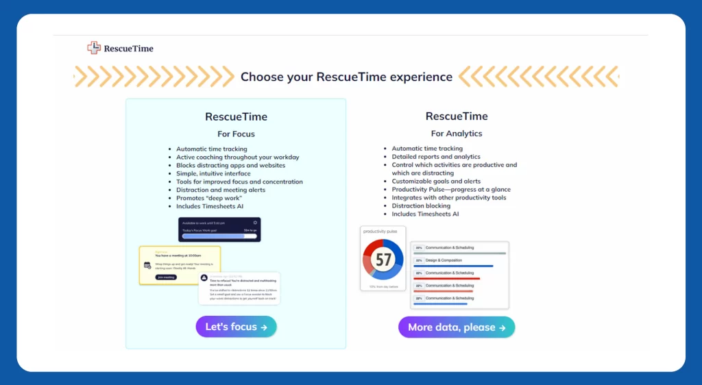 RescueTime time tracking tool