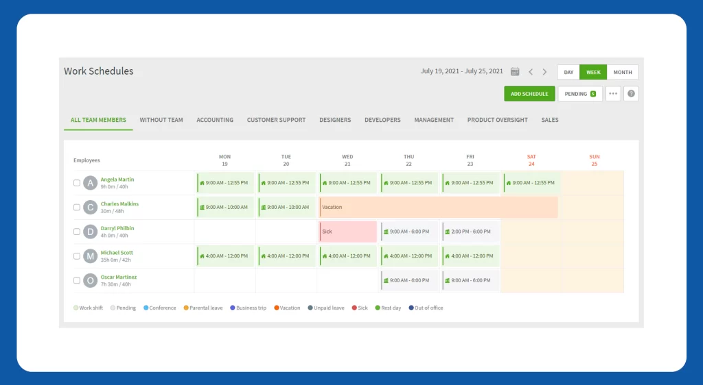 Absence Calendar in DeskTime