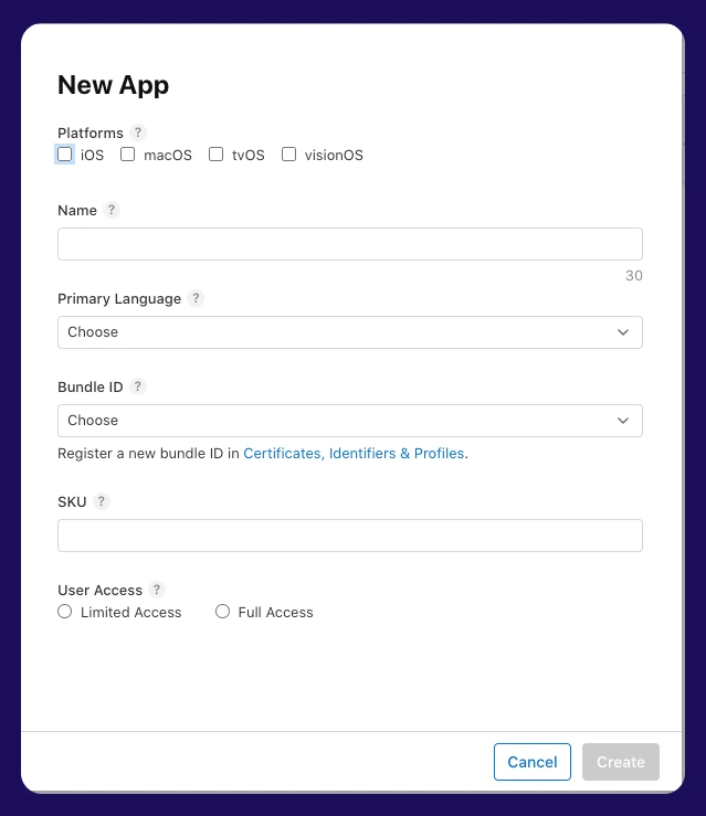 Apple Store App Submission Checklist- New App page