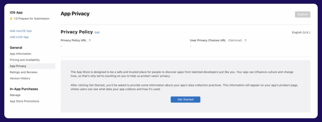 Apple Store App Submission Checklist- Privacy Policy section