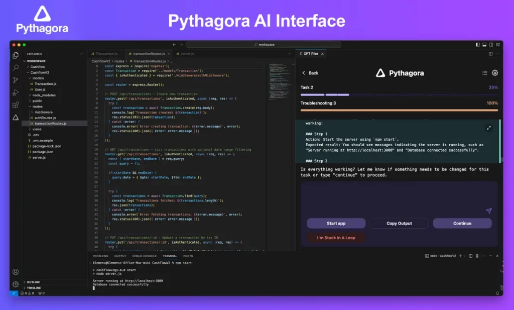 Pythagora Ai Interface