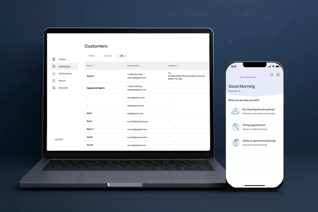 Web and mobile app for a laundry cleaning company developed by APPWRK