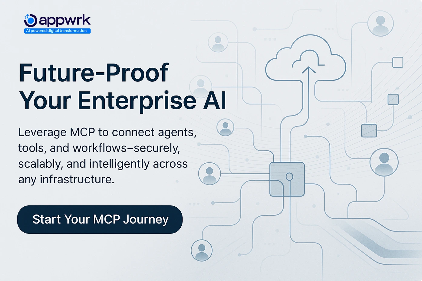 Call to Action Visual for Starting MCP Journey to Connect AI Agents and Workflows Securely Across Enterprise Infrastructure
