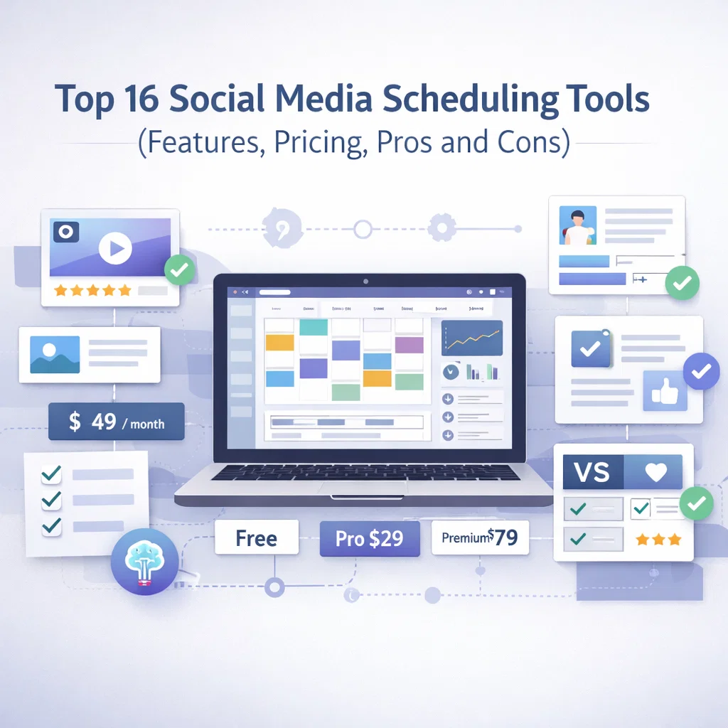 Top 16 Social Media Scheduling Tools (Features, Pricing, Pros and Cons)
