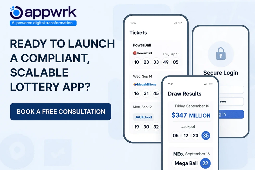Call-to-action to book a free consultation for launching a compliant and scalable lottery app like Jackpocket