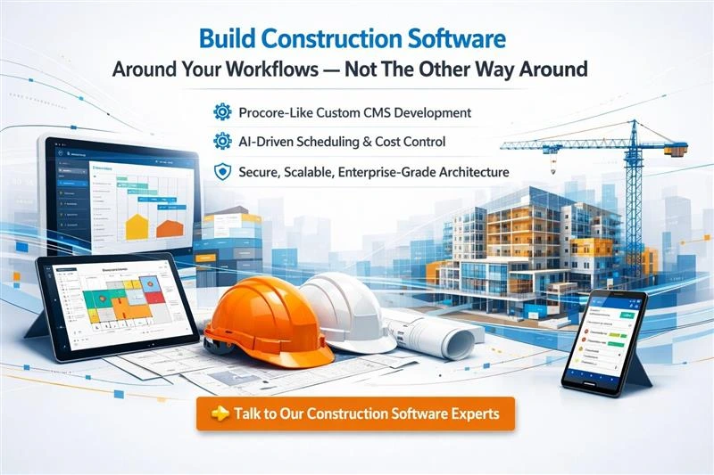 CTA image for appwrk stating to talk to the construction software experts to build a procore-like construction management software