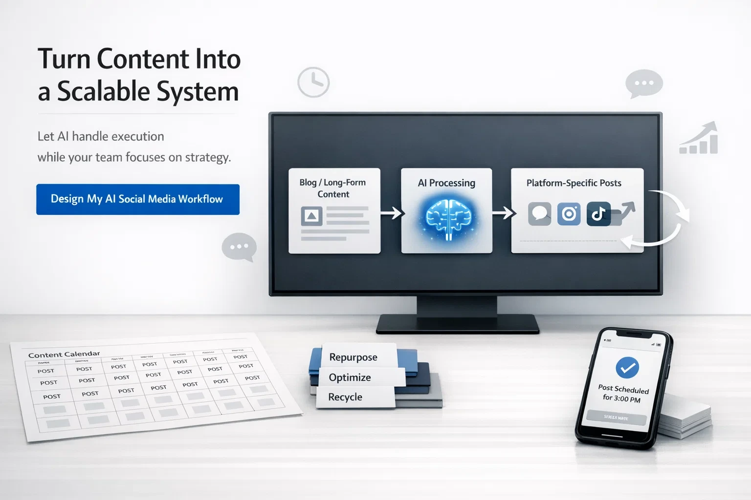 appwrk CTA to Turn content into scalable system with AI social media workflow tool

